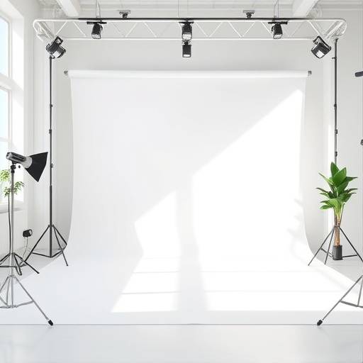 Studio spacieux avec lumi√®re naturelle et fond blanc